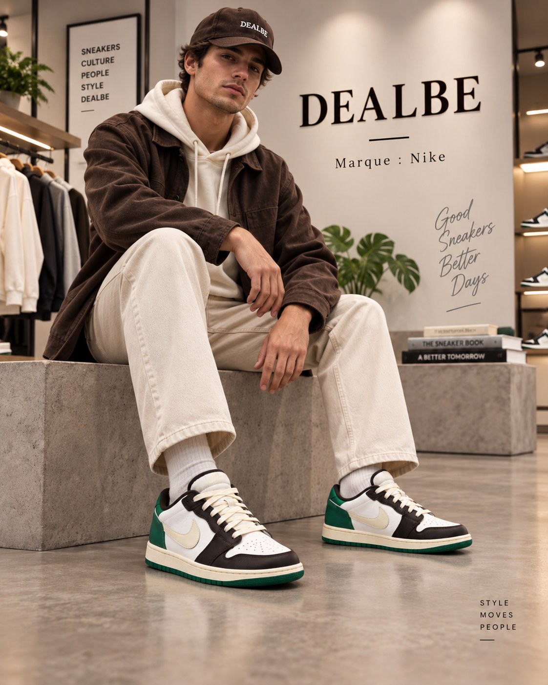 Sneakers blanc vert marron