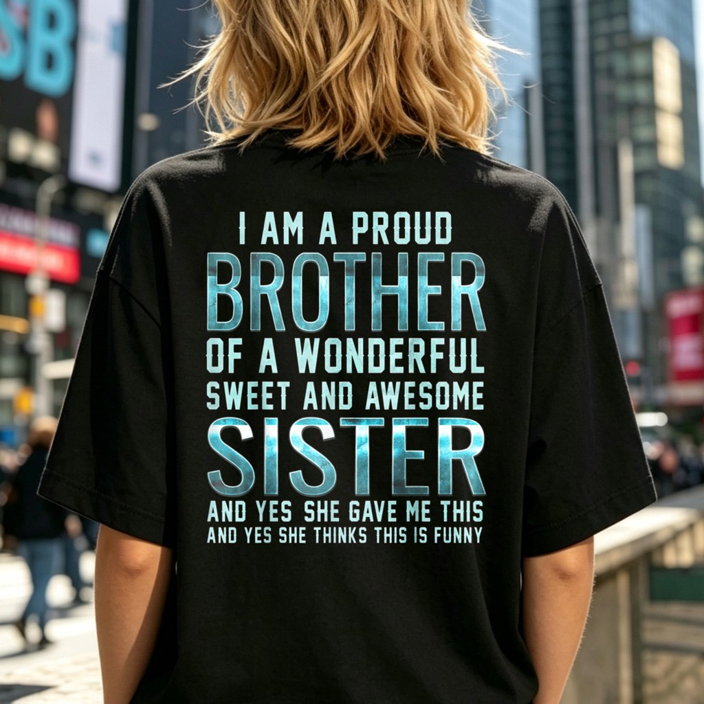 Sister And Brother Fun T-Shirt Perfect Birthday And Christmas Gift for Parents And Durable Pre-Shrunk T-Shirt